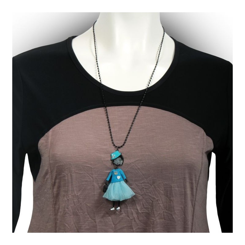 collier fantaisie grande taille - collier pepette Kayla coloris bleu lol bijoux (porté)