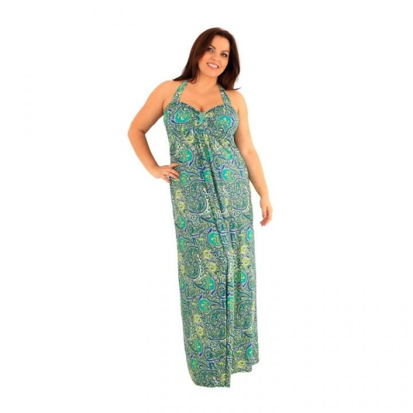 robe grande taille - maxi dress très longue ashanti lili london imprimée paisley cachemire (portée face)