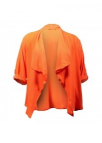 veste grande taille - blazer chemise fine orange effet cascade dégriffée n** L**k (face)
