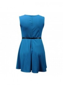 robe grande taille - robe patineuse coloris bleu cobalt new look (dos)