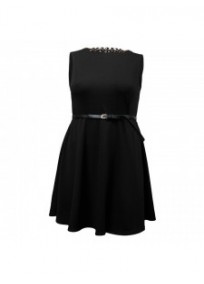 robe grande taille - robe patineuse coloris noir new look (face)
