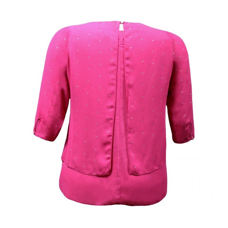 tunique grande taille - haut top rose à sequins plumetis Evans (dos)