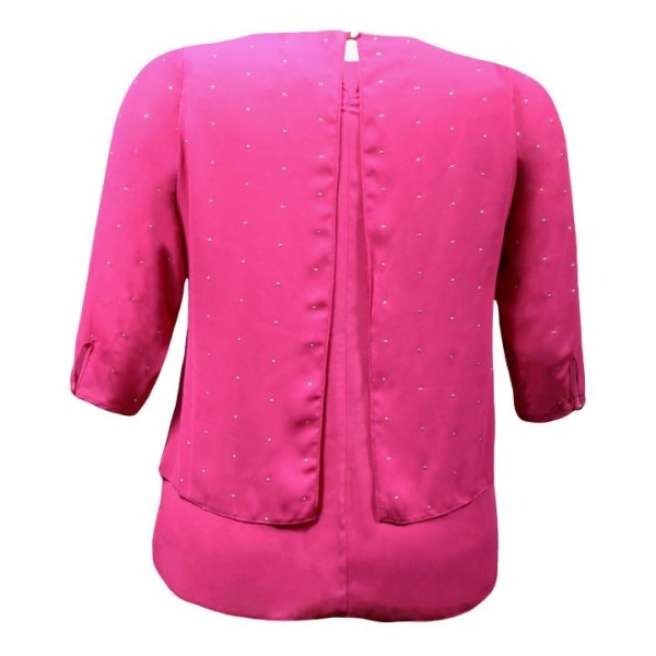 tunique grande taille - haut top rose à sequins plumetis Evans (dos)