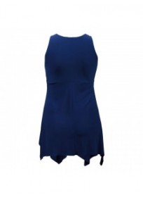 tunique grande taille - top "lus" + foulard assorti Magna coloris cobalt (dos)