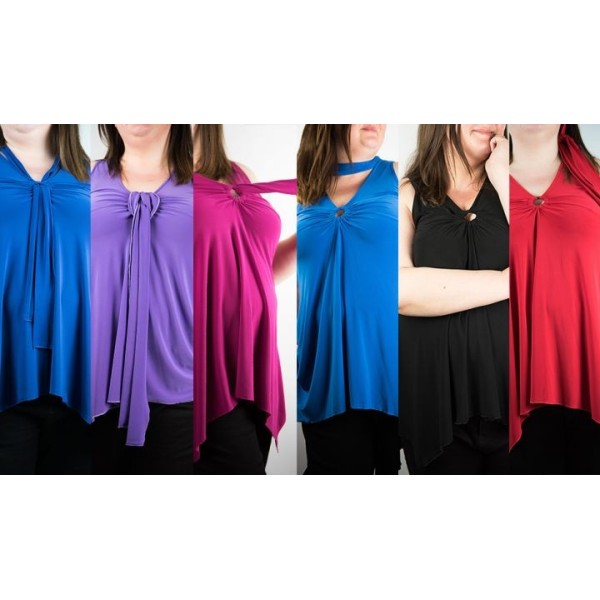 tunique grande taille - top "lus" + foulard assorti Magna différentes positions