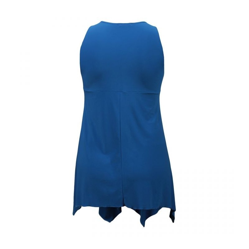 tunique grande taille - top "lus" + foulard assorti Magna coloris bleu clair (dos)