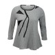 pull grande taille - pull côtelé empiecements simili cuir coloris gris (face 1)