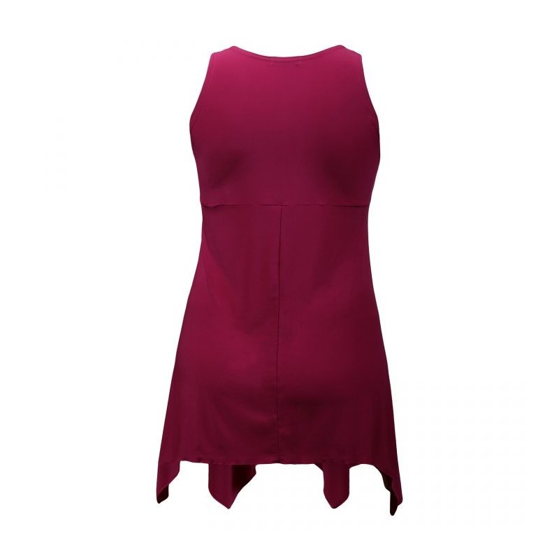 tunique grande taille - top "lus" + foulard assorti Magna coloris framboise (dos)