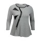 pull grande taille - pull côtelé empiecements simili cuir coloris gris (face 2)