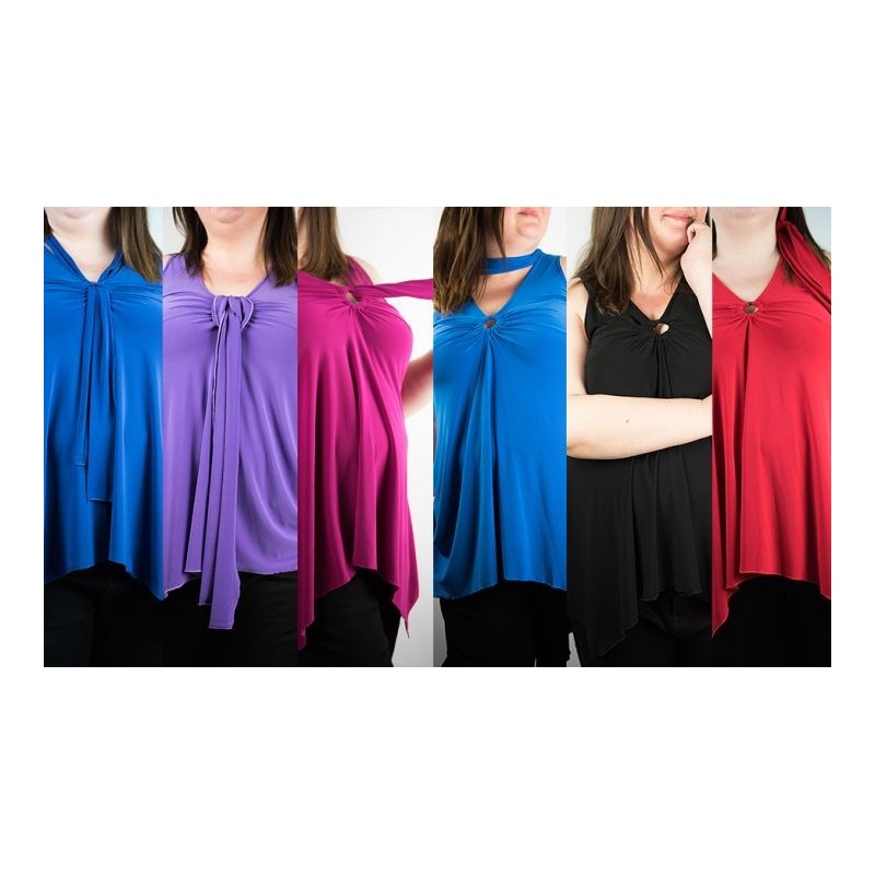 tunique grande taille - top "lus" + foulard assorti Magna différentes positions