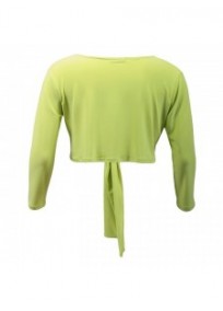 gilet grande taille - boléro à nouer manches longues Magna coloris vert anis (dos)