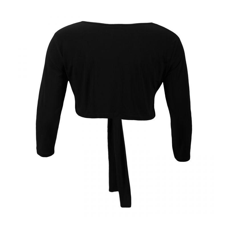 gilet grande taille - boléro à nouer manches longues Magna coloris noir (dos)