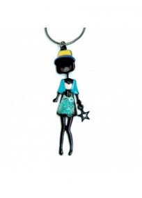 collier fantaisie grande taille - collier mini pepette emma turquoise lol bijoux