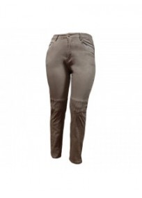 pantalon grande taille - jeans délavé avec surpiqûres Nana Belle coloris beige (face)