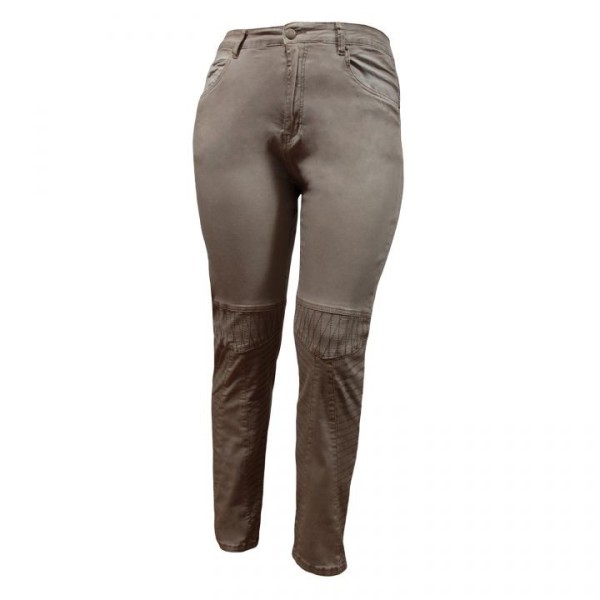 pantalon grande taille - jeans délavé avec surpiqûres Nana Belle coloris beige (face)
