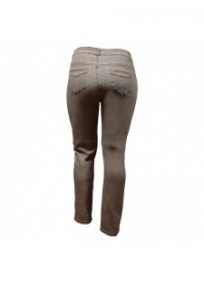 pantalon grande taille - jeans délavé avec surpiqûres Nana Belle coloris beige (dos)