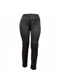 pantalon grande taille - jeans délavé avec surpiqûres Nana Belle coloris noir (face)