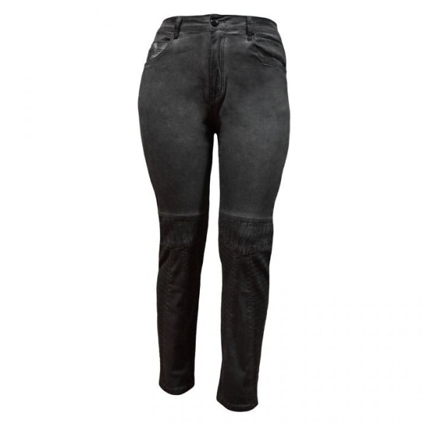 pantalon grande taille - jeans délavé avec surpiqûres Nana Belle coloris noir (face)