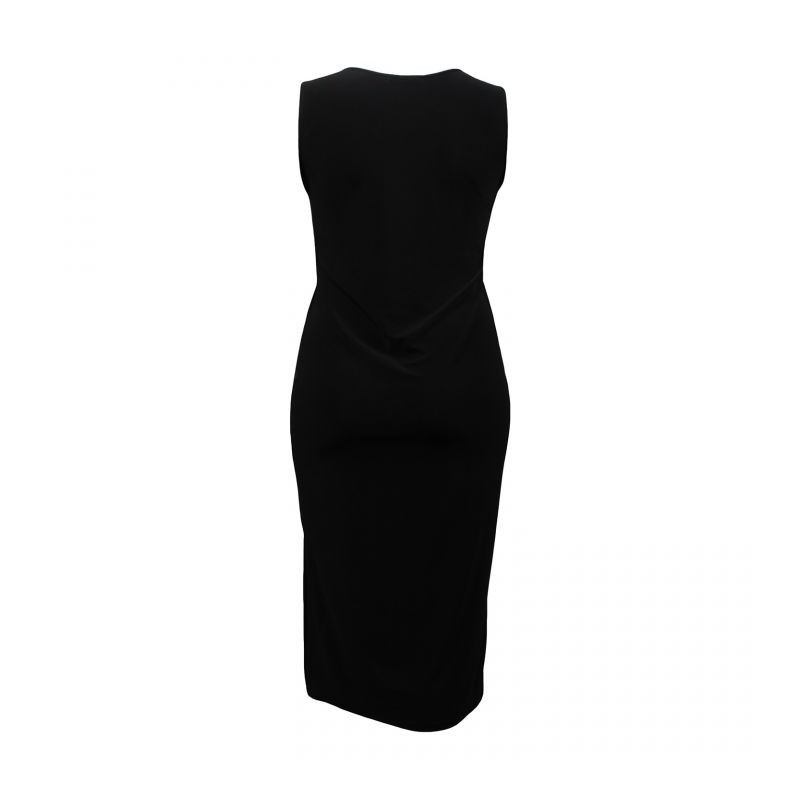 robe grande taille - longue robe noire moulante fendue sur le côté Magna (dos)