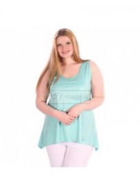 tunique grande taille - top asymétrique "Lola" Magna Fashion vert d'eau (porté)