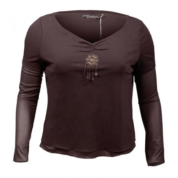 tunique grande taille - tunique manches voile Azra mystic marron (face)