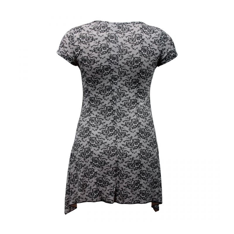 tunique grande taille - top asymétrique imprimé dentelle Emily (dos)