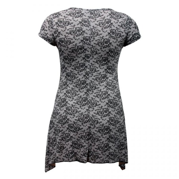 tunique grande taille - top asymétrique imprimé dentelle Emily (dos)