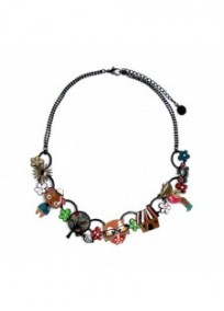 Collier fantasie grande taille - collier ras de cou "monsieur hibou" coloris taupe lol bijoux