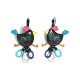 boucles d'oreilles fantaisie - dormeuses poule cercle fuschia bleu lol bijoux