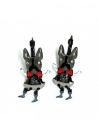 Boucles d'oreilles fantaisie - dormeuses butch le chien clown gris Lol bijoux