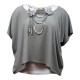 tunique grande taille - tunique 2en1 + collier amovible "Josie" gris clair (face)