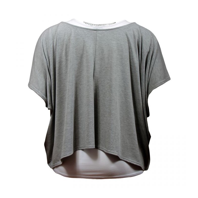tunique grande taille - tunique 2en1 + collier amovible "Josie" gris clair (dos)