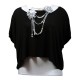 tunique grande taille - tunique 2en1 + collier amovible "Josie" noir (face)