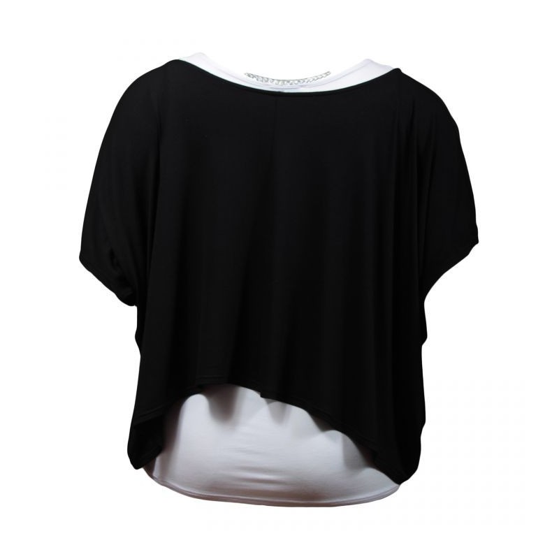 tunique grande taille - tunique 2en1 + collier amovible "Josie" noir (dos)