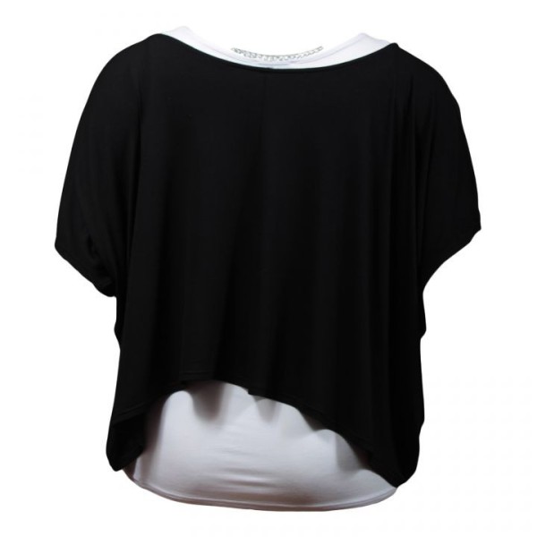 tunique grande taille - tunique 2en1 + collier amovible "Josie" noir (dos)