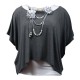 tunique grande taille - tunique 2en1 + collier amovible "Josie" gris foncé (face)