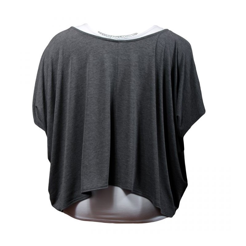 tunique grande taille - tunique 2en1 + collier amovible "Josie" gris foncé (dos)