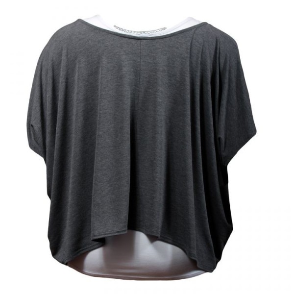 tunique grande taille - tunique 2en1 + collier amovible "Josie" gris foncé (dos)