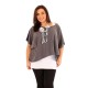 tunique grande taille - tunique 2en1 + collier amovible "Josie" gris foncé (face portée)