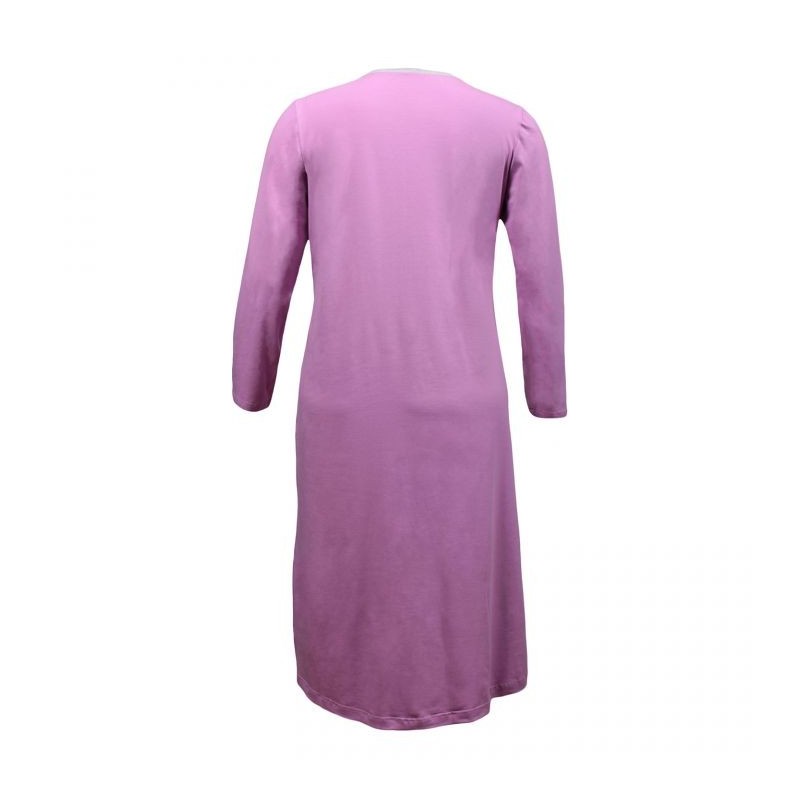 nuisette grande taille - longue chemise de nuit "letycia" rose et grise Andaléa (dos)