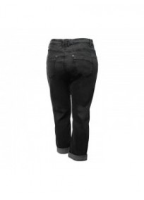 pantalon grande taille - jeans noir à revers strass Nana Belle (dos)