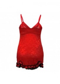 nuisette grande taille - babydoll rouge transparente en dentelle Andalea (dos)