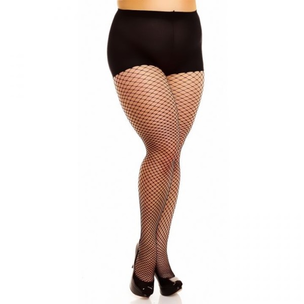 collant fantaisie grande taille - collant résille moyenne noir glamory