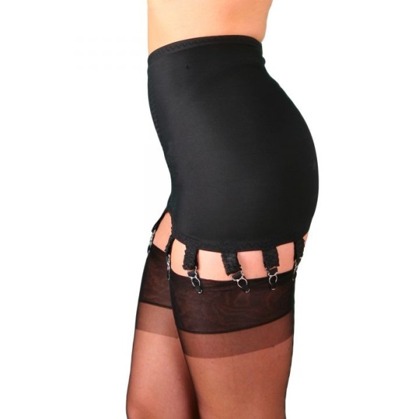 porte-jarretelles grande taille - gaine porte-jarretelles 14 attaches nylon dreams noir