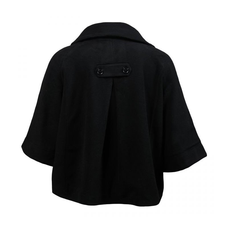 manteau grande taille - manteau en laine court évasé ladybelle (dos)