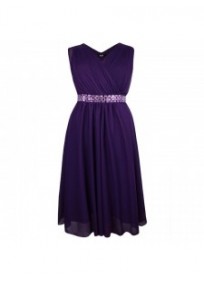 robe grande taille - robe de soirée ceinture strass sandrini coloris violet (face)
