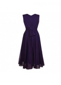 robe grande taille - robe de soirée col cache-coeur taille empire coloris violet (dos)
