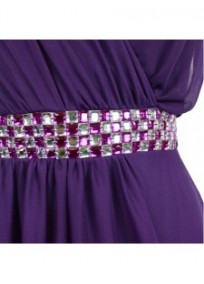 robe grande taille - robe de soirée idéale cérémonie ceinture strass coloris violet (détail)