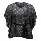 Tunique grande taille - top kimono transparent motif petits noeuds et strass (face)