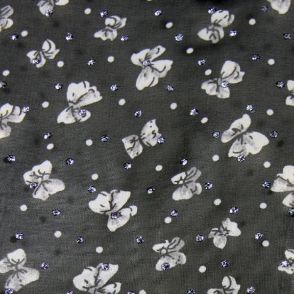Tunique grande taille - top kimono transparent motif petits noeuds et strass (détail motif)